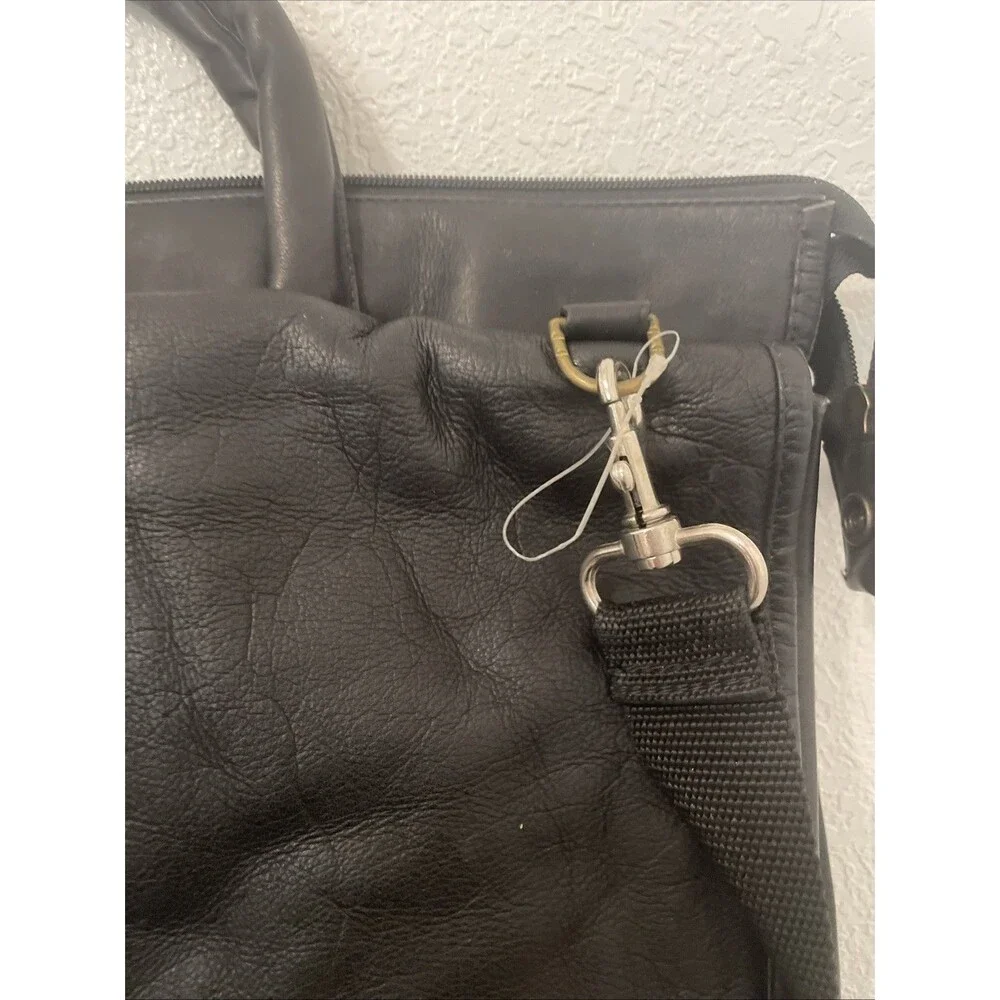 Clava American USA Black Leather Laptop Bag Career Men Bag Preppy Tote